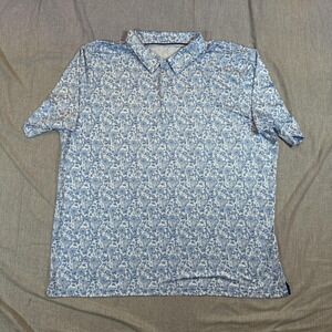 MAELREG Performance Polo Shirt Mens 3XL Blue White‎ Paisley Golf Stretch Casual